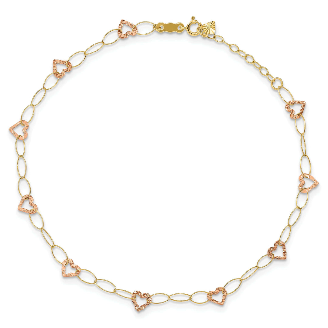 Lovely Rita's Anklets 14K Two-tone Gold Adjustable Heart Anklet