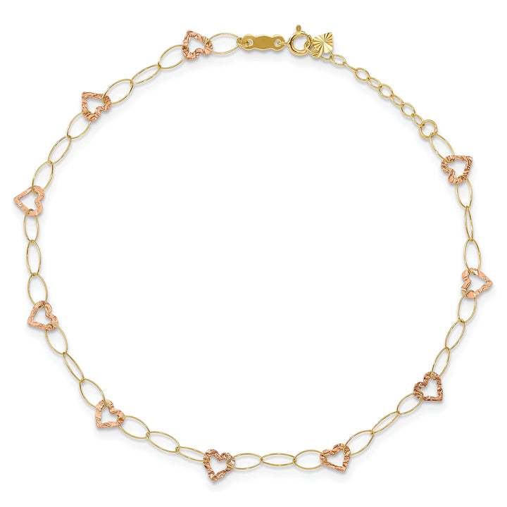 Lovely Rita's Anklets 14K Two-tone Gold Adjustable Heart Anklet