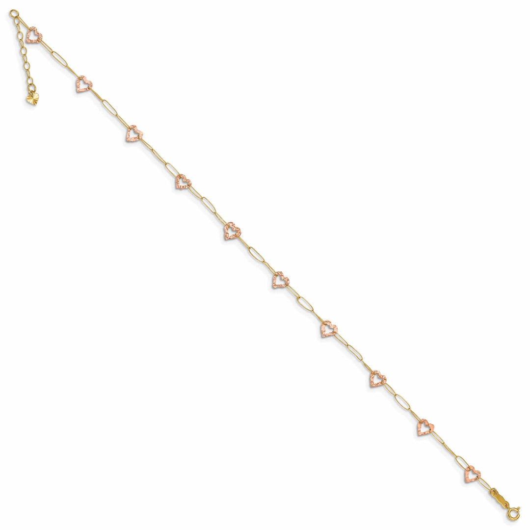 Lovely Rita's Anklets 14K Two-tone Gold Adjustable Heart Anklet
