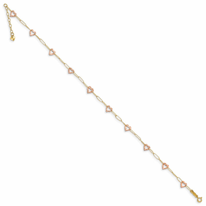 Lovely Rita's Anklets 14K Two-tone Gold Adjustable Heart Anklet