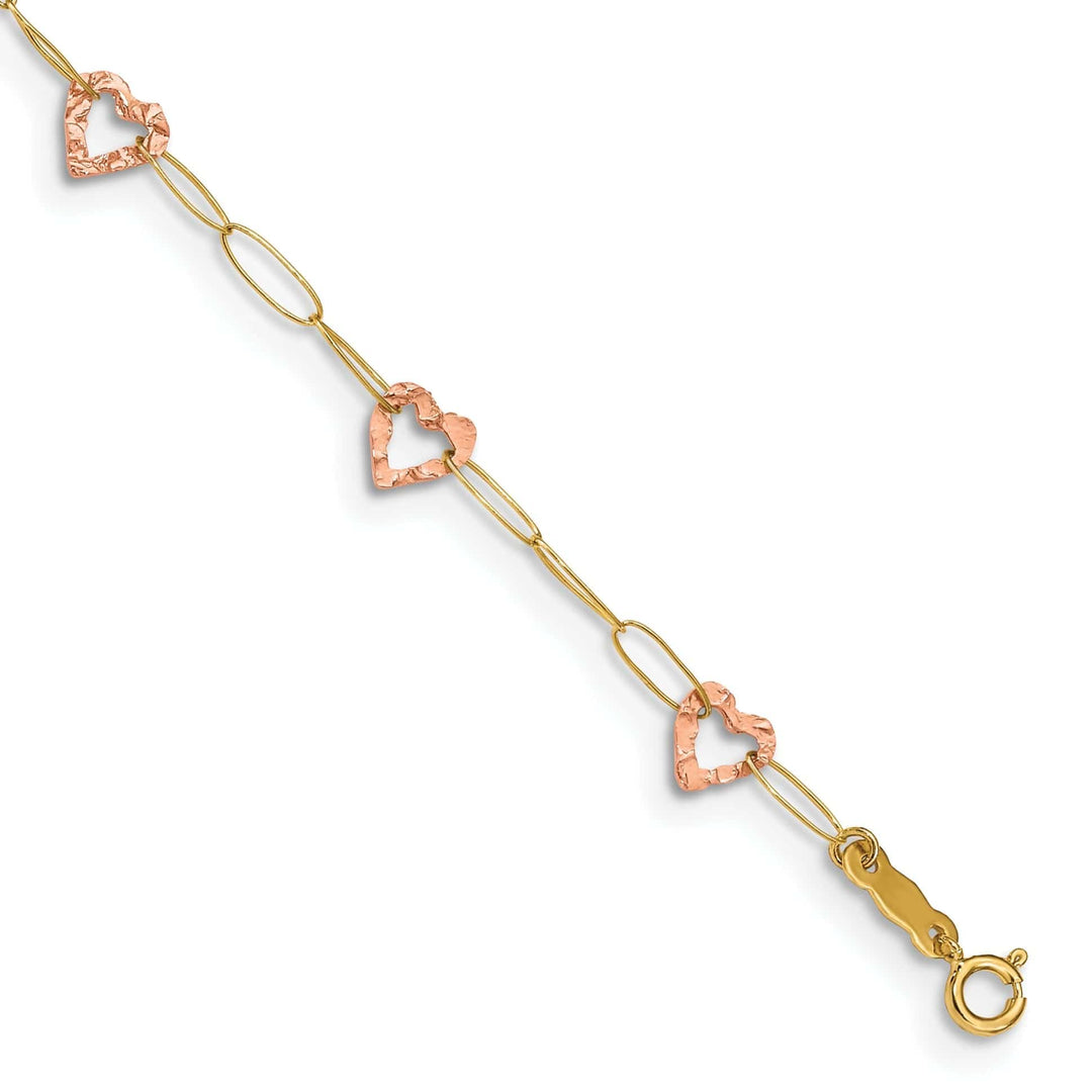 Lovely Rita's Anklets 14K Two-tone Gold Adjustable Heart Anklet