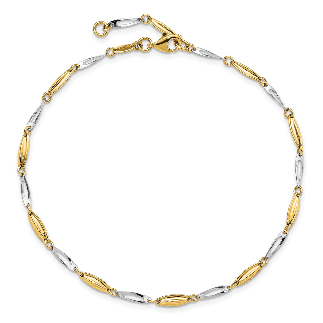 Lovely Rita's Anklets 14k Two Tone Gold Anklet with 1in ext