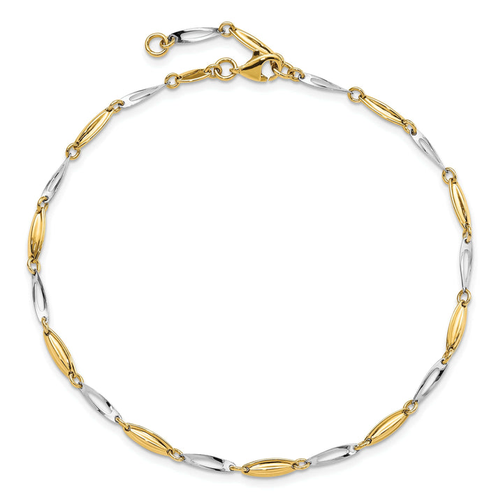 Lovely Rita's Anklets 14k Two Tone Gold Anklet with 1in ext