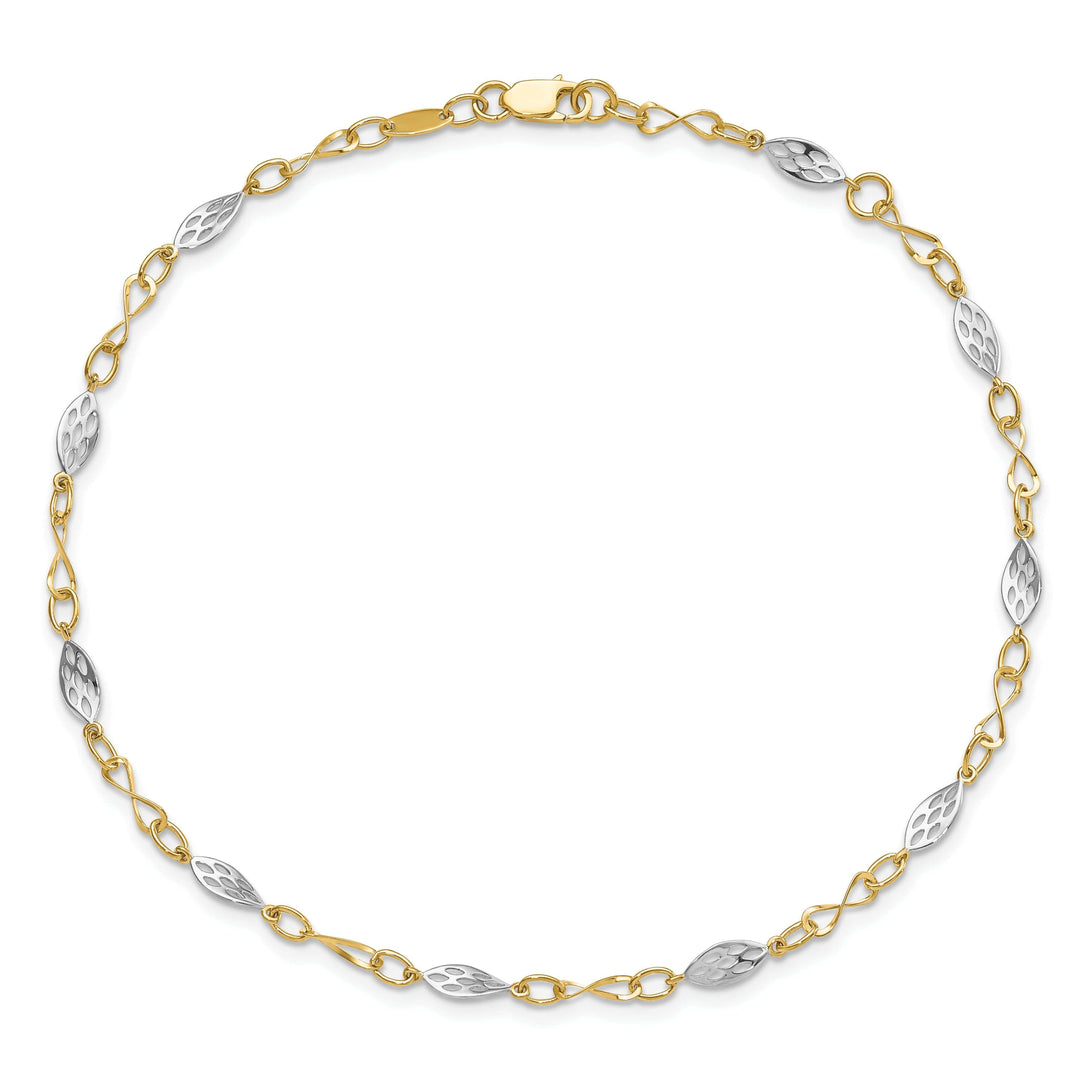 Lovely Rita's Anklets 14k Two Tone Gold Anklet with 1in ext