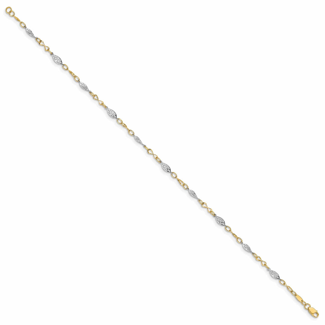 Lovely Rita's Anklets 14k Two Tone Gold Anklet with 1in ext