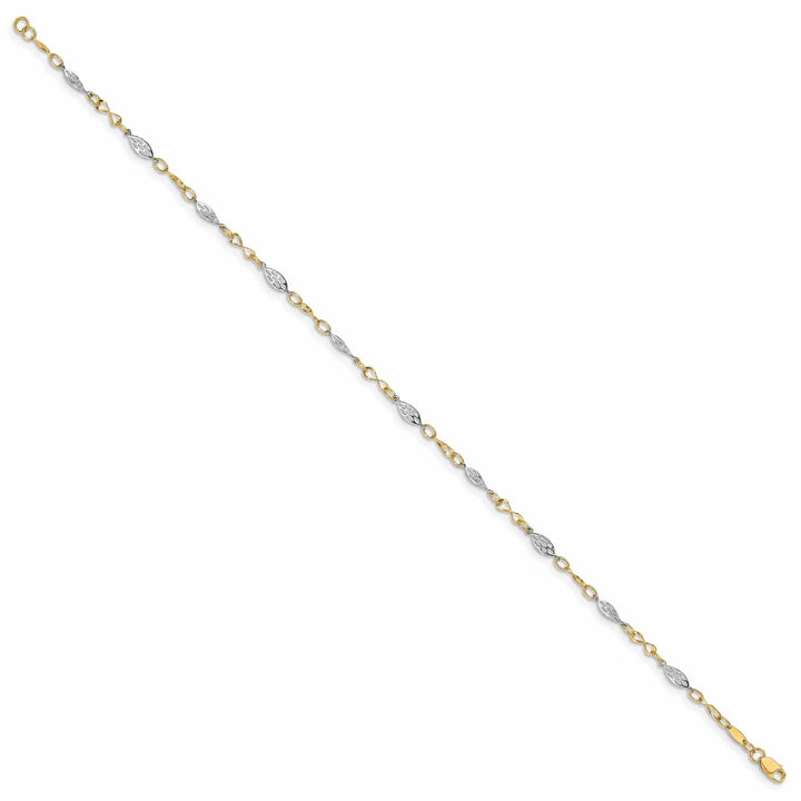 Lovely Rita's Anklets 14k Two Tone Gold Anklet with 1in ext