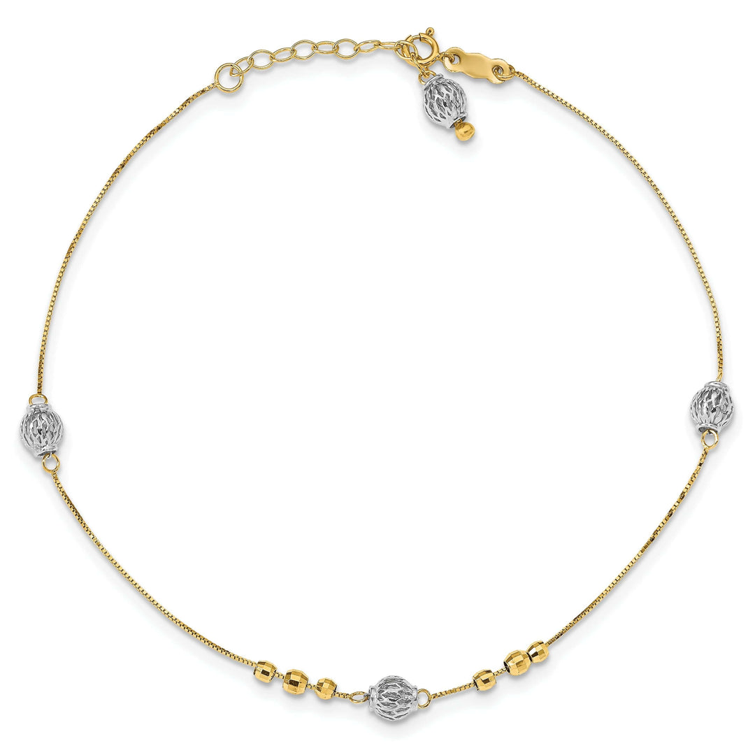 Lovely Rita's Anklets 14k Two-tone Gold Bead 9 Anklet