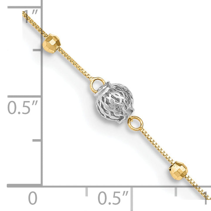 Lovely Rita's Anklets 14k Two-tone Gold Bead 9 Anklet
