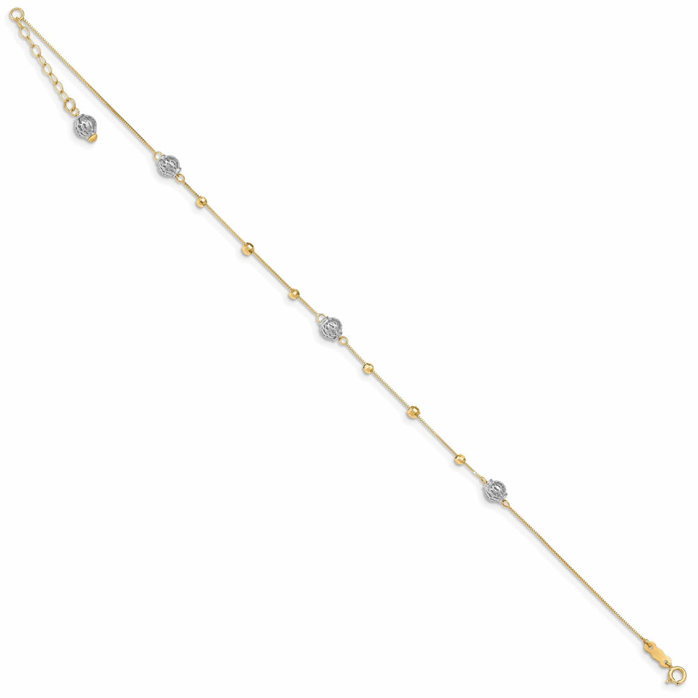 Lovely Rita's Anklets 14k Two-tone Gold Bead 9 Anklet