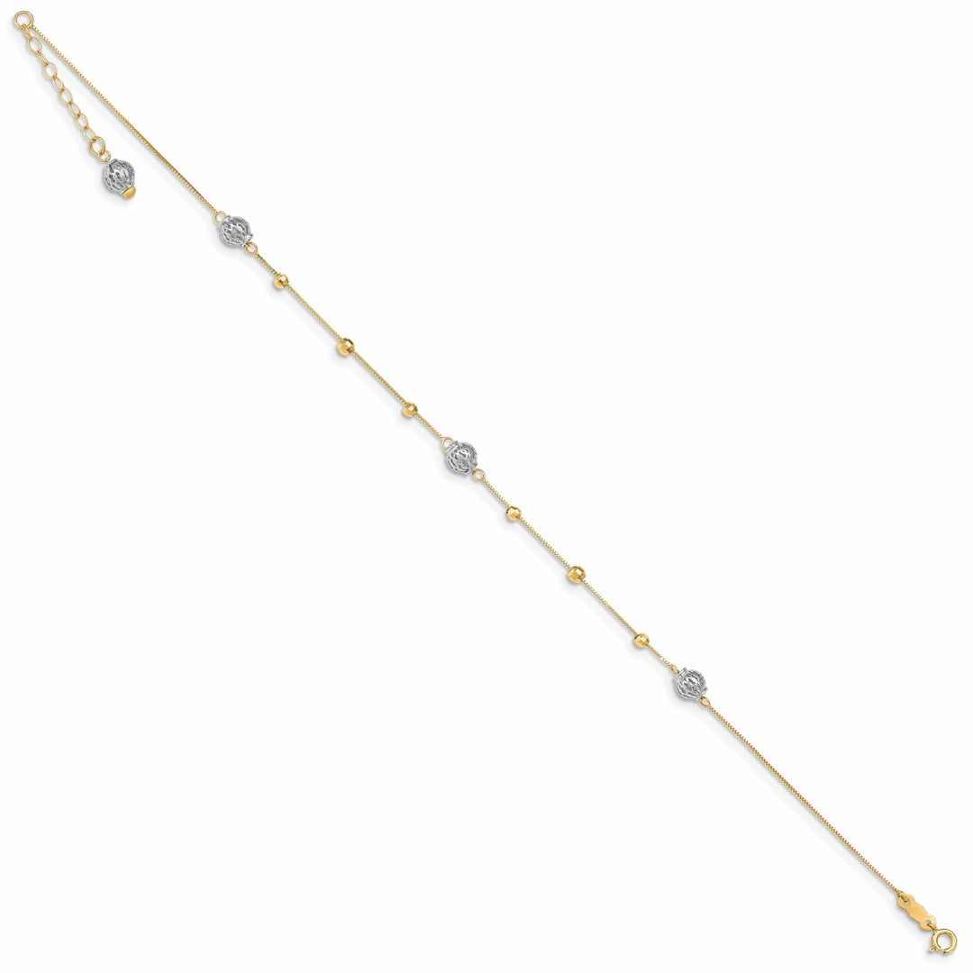 Lovely Rita's Anklets 14k Two-tone Gold Bead 9 Anklet