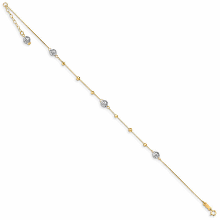 Lovely Rita's Anklets 14k Two-tone Gold Bead 9 Anklet