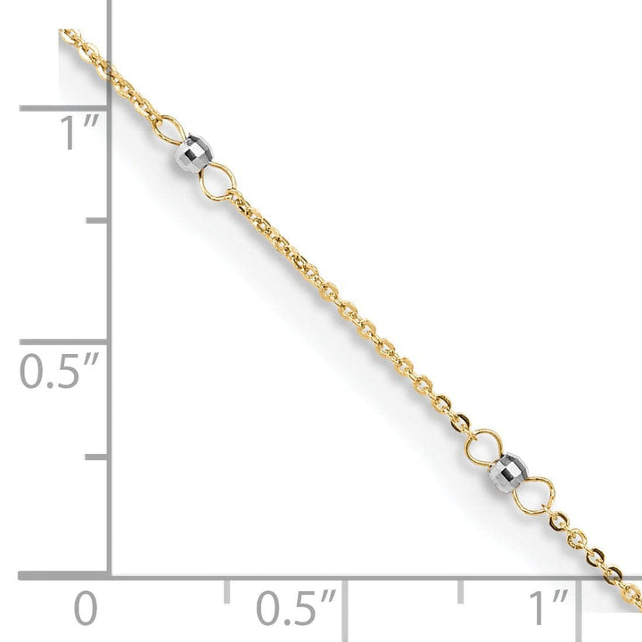 Lovely Rita's Anklets 14k Two-tone Gold Cable Mirror Beads Anklet
