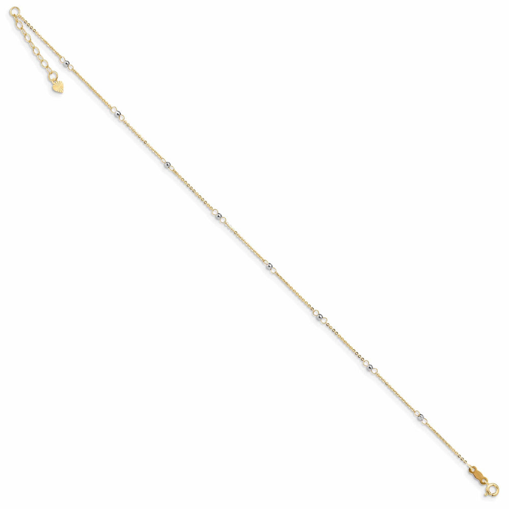 Lovely Rita's Anklets 14k Two-tone Gold Cable Mirror Beads Anklet