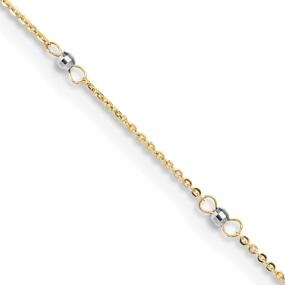 Lovely Rita's Anklets 14k Two-tone Gold Cable Mirror Beads Anklet