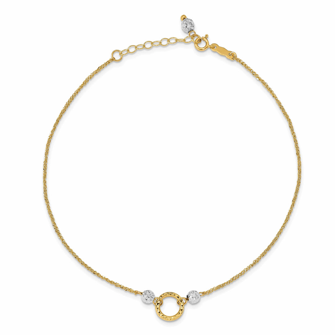 Lovely Rita's Anklets 14K Two-tone Gold Circle Bead 9-inch Anklet