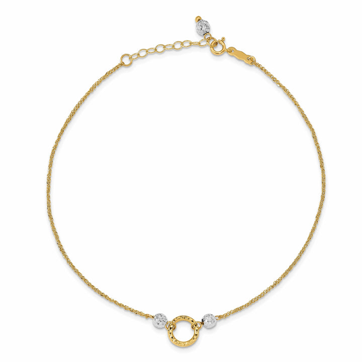 Lovely Rita's Anklets 14K Two-tone Gold Circle Bead 9-inch Anklet