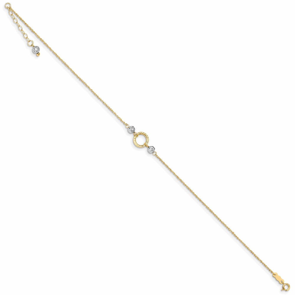Lovely Rita's Anklets 14K Two-tone Gold Circle Bead 9-inch Anklet