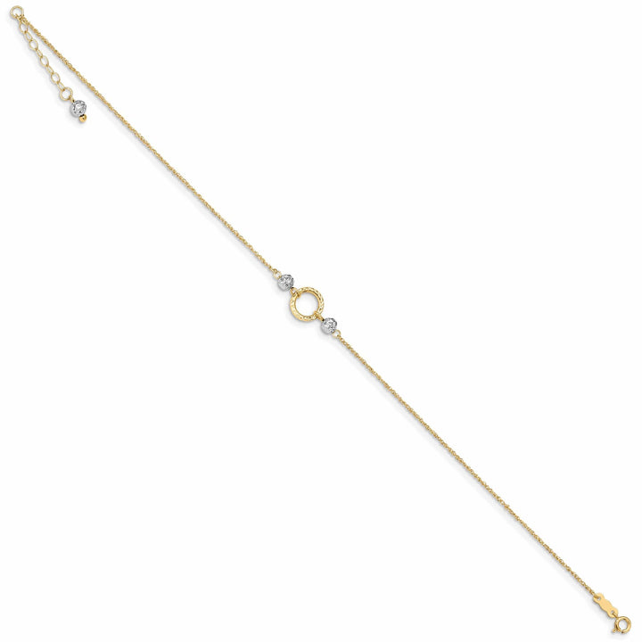 Lovely Rita's Anklets 14K Two-tone Gold Circle Bead 9-inch Anklet