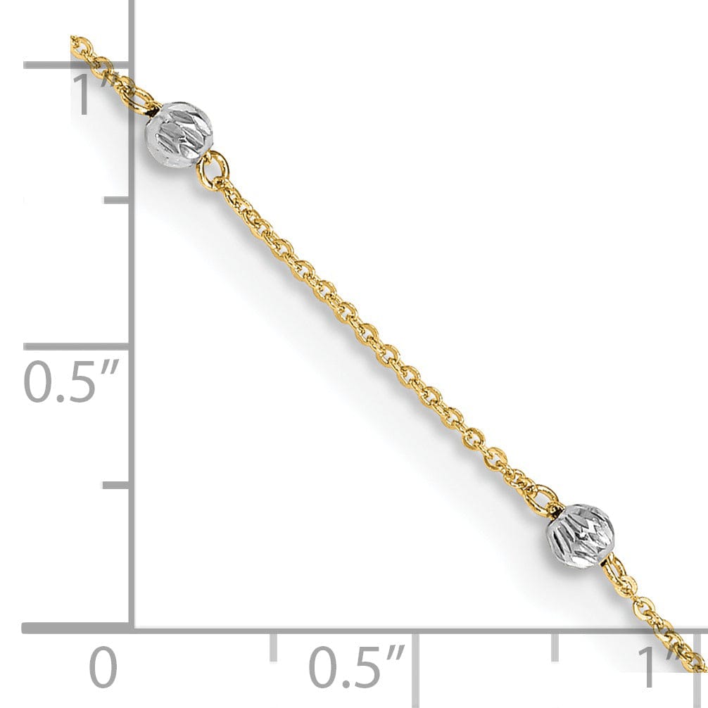 Lovely Rita's Anklets 14k Two-tone Gold Diamond Cut Beads Anklet
