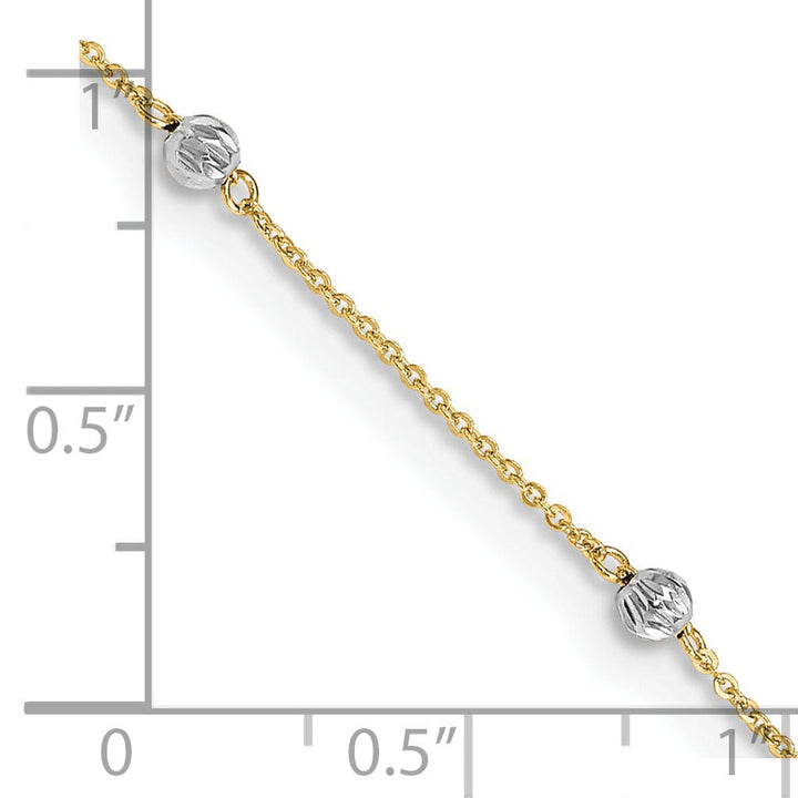 Lovely Rita's Anklets 14k Two-tone Gold Diamond Cut Beads Anklet
