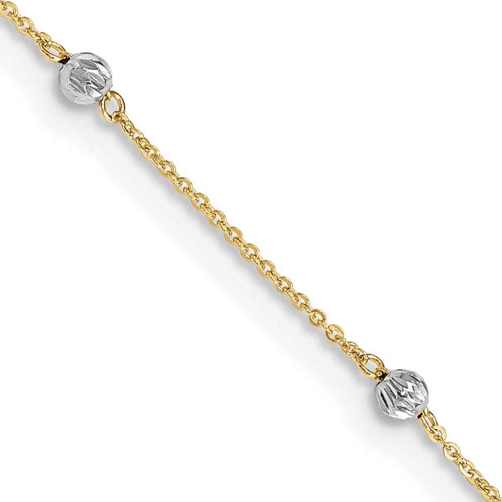 Lovely Rita's Anklets 14k Two-tone Gold Diamond Cut Beads Anklet