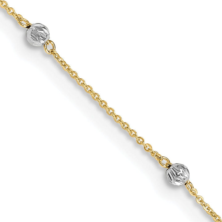 Lovely Rita's Anklets 14k Two-tone Gold Diamond Cut Beads Anklet