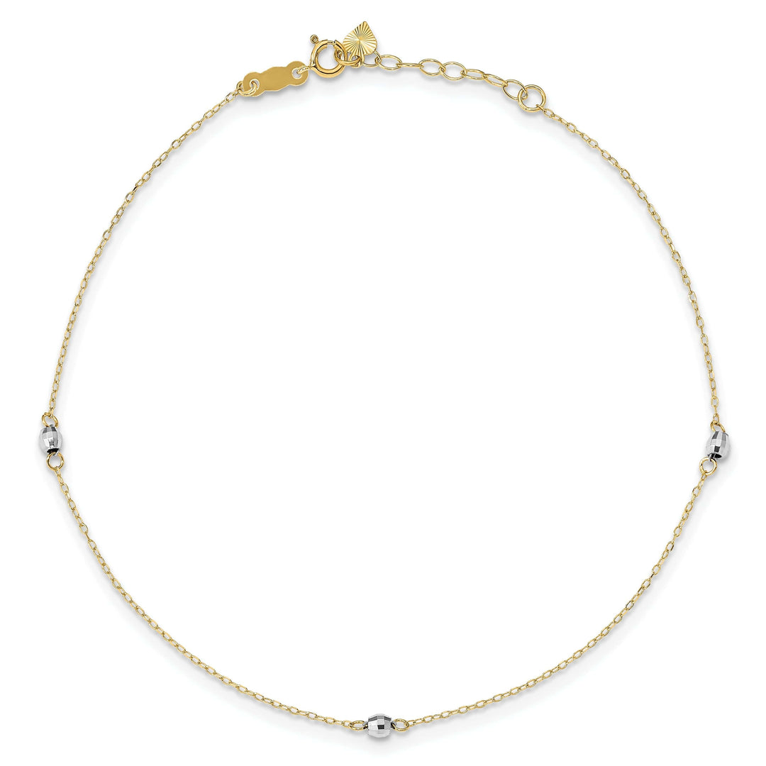 Lovely Rita's Anklets 14k Two-tone Gold Mirror Bead Anklet