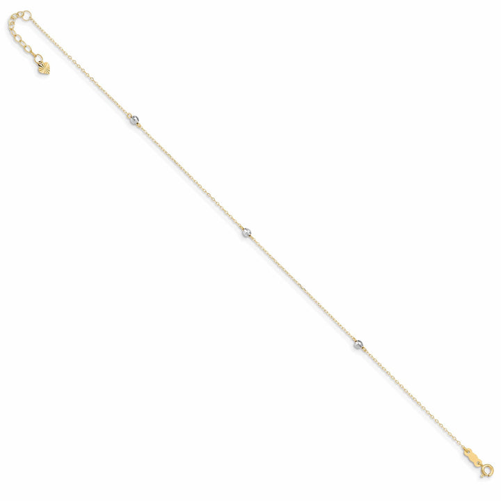 Lovely Rita's Anklets 14k Two-tone Gold Mirror Bead Anklet