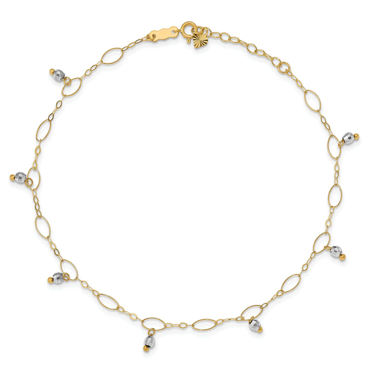 Lovely Rita's Anklets 14k Two-tone Gold Mirror Beaded Anklet