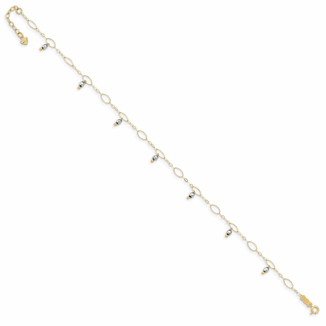 Lovely Rita's Anklets 14k Two-tone Gold Mirror Beaded Anklet