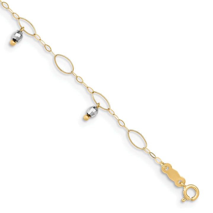 Lovely Rita's Anklets 14k Two-tone Gold Mirror Beaded Anklet