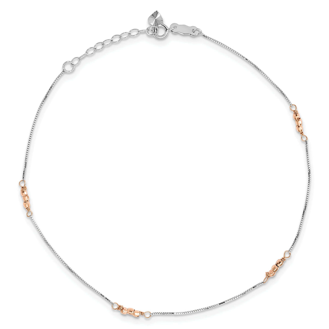 Lovely Rita's Anklets 14k Two-tone Gold Mirror Beaded Anklet