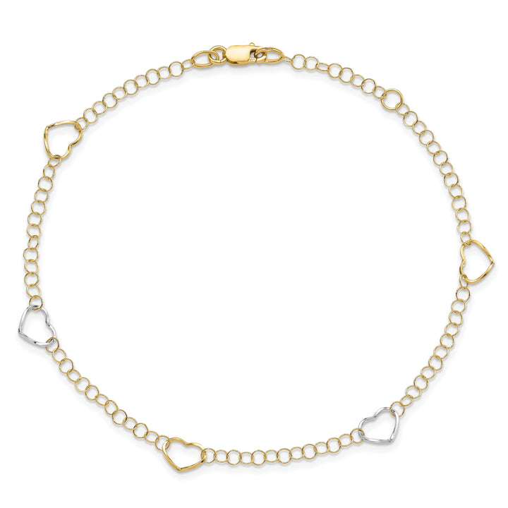 Lovely Rita's Anklets 14k Two Tone Gold Polished Heart Anklet