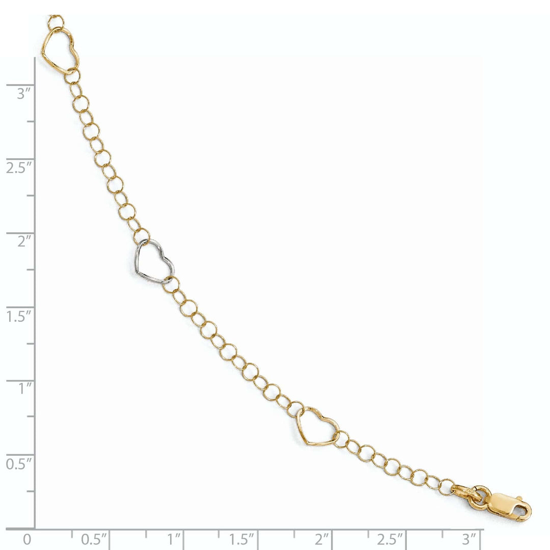Lovely Rita's Anklets 14k Two Tone Gold Polished Heart Anklet