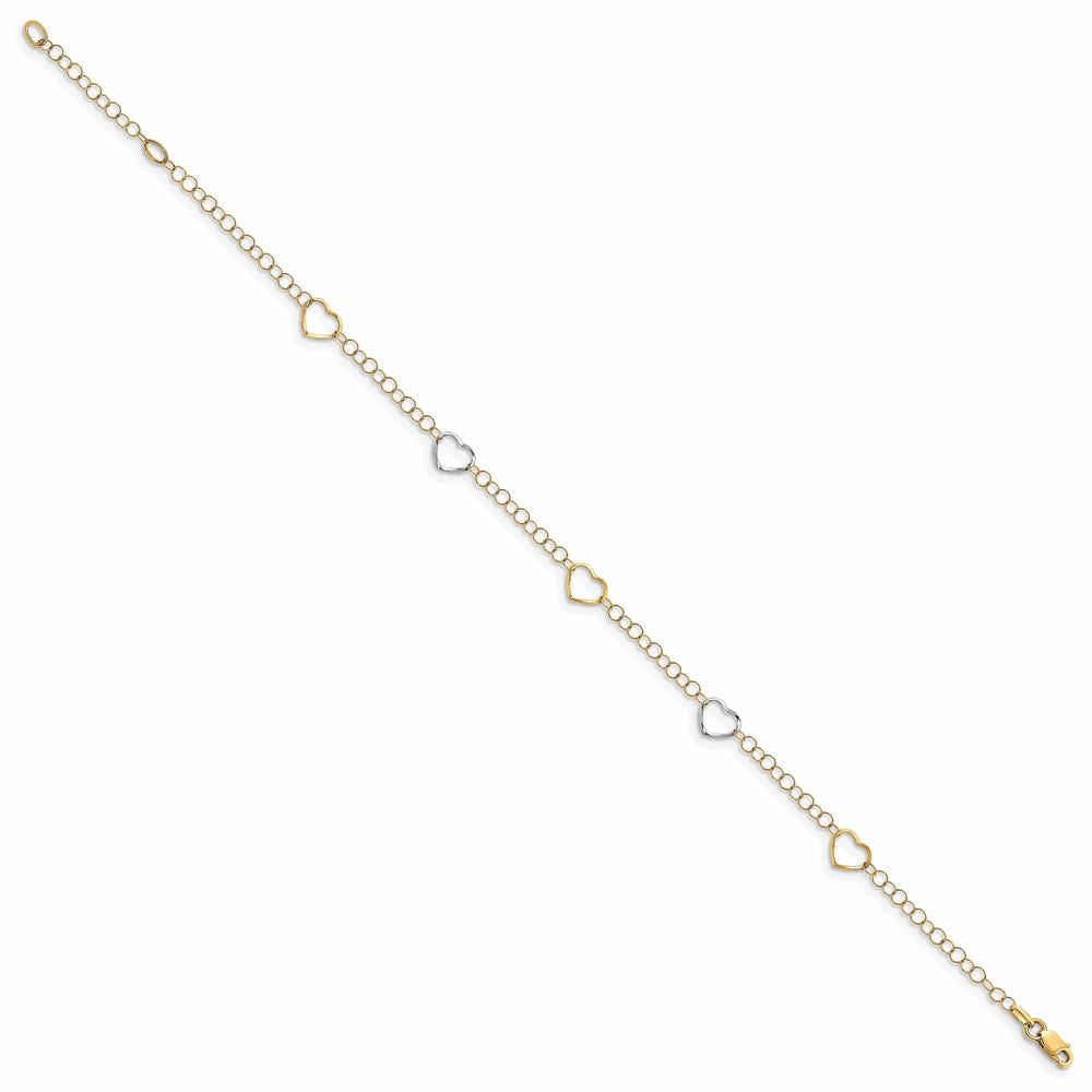 Lovely Rita's Anklets 14k Two Tone Gold Polished Heart Anklet