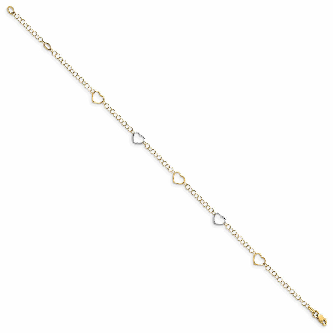 Lovely Rita's Anklets 14k Two Tone Gold Polished Heart Anklet