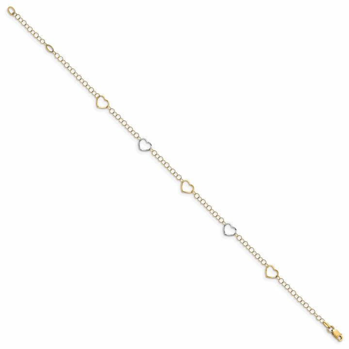 Lovely Rita's Anklets 14k Two Tone Gold Polished Heart Anklet
