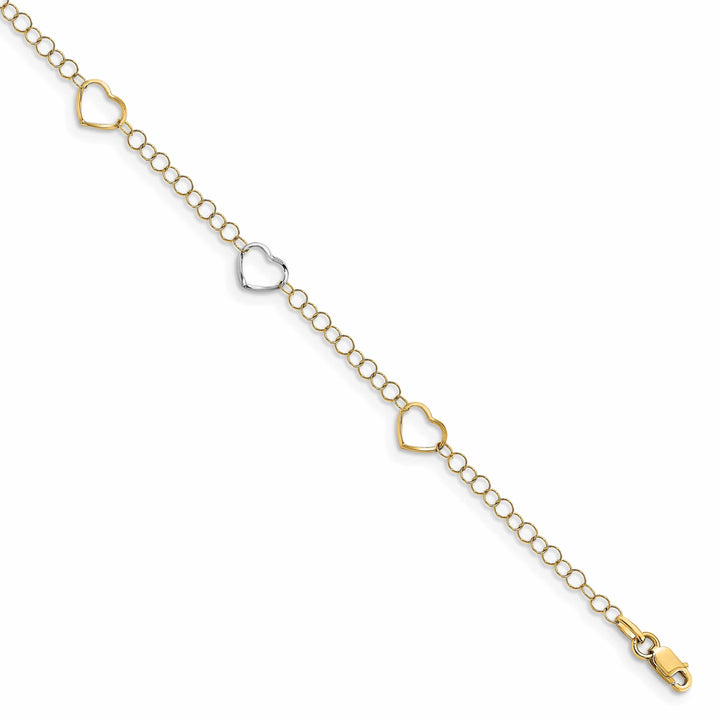Lovely Rita's Anklets 14k Two Tone Gold Polished Heart Anklet