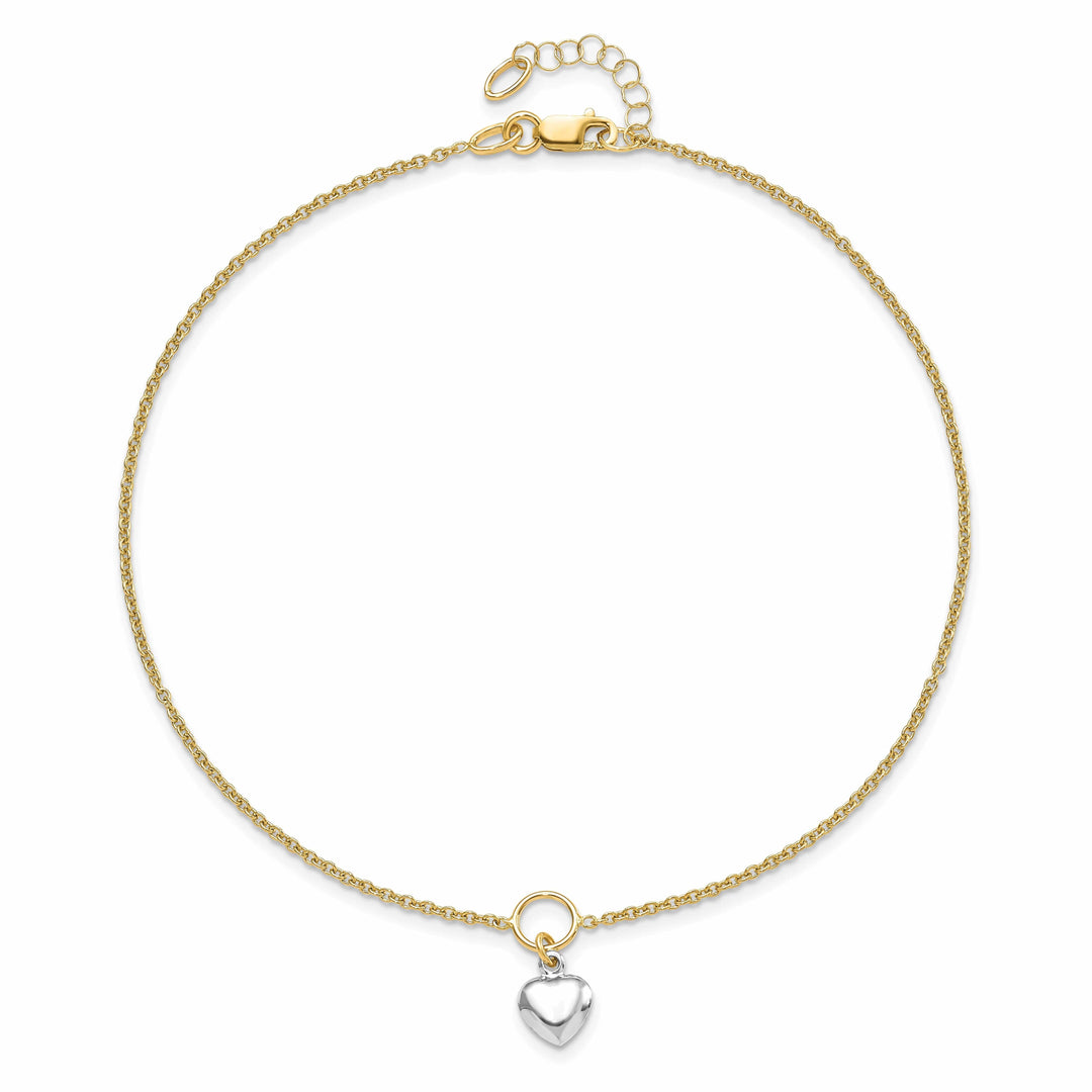 Lovely Rita's Anklets 14k Two-tone gold Polished Heart Anklet