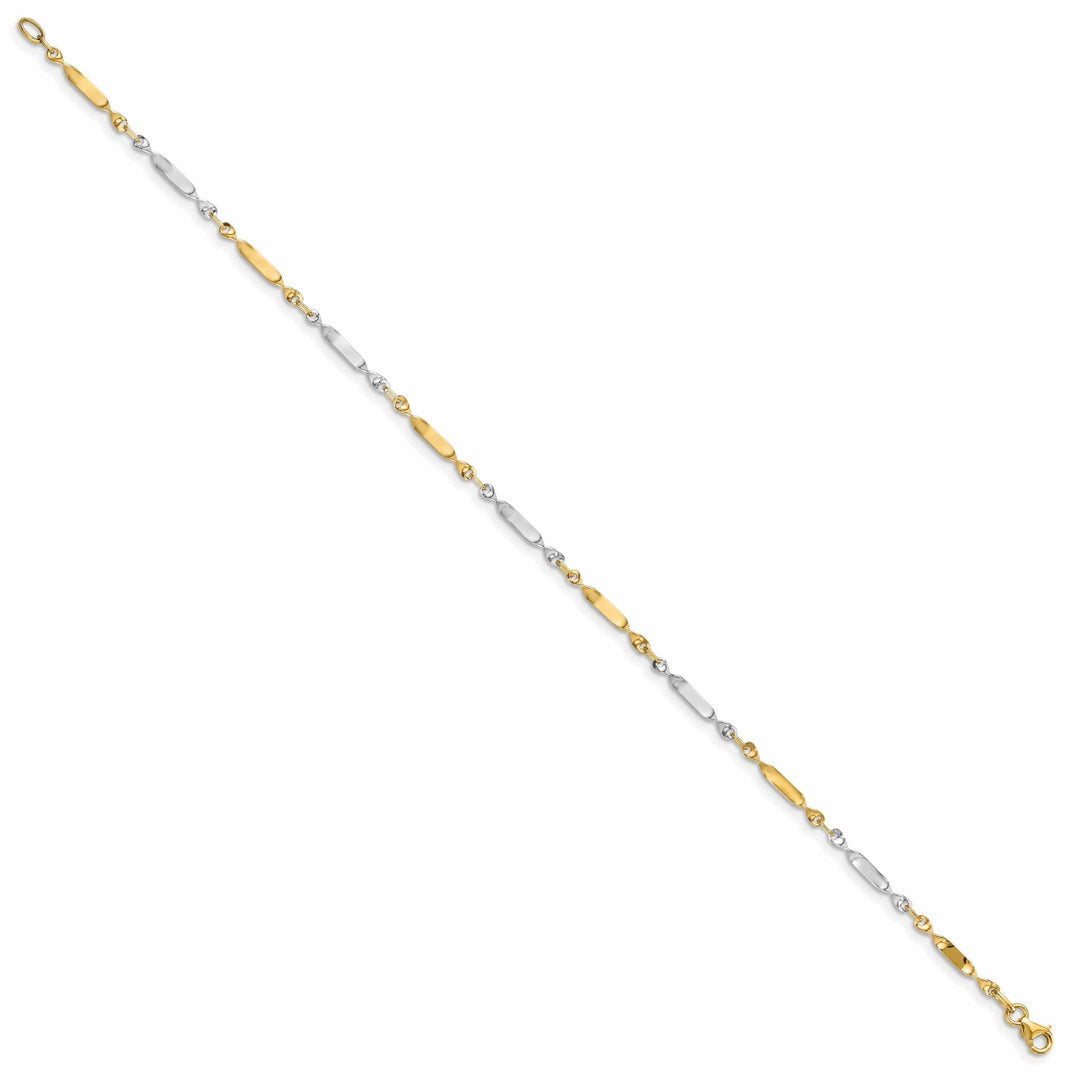 Lovely Rita's Anklets 14k Two Tone Gold Polished Twisted Link Anklet