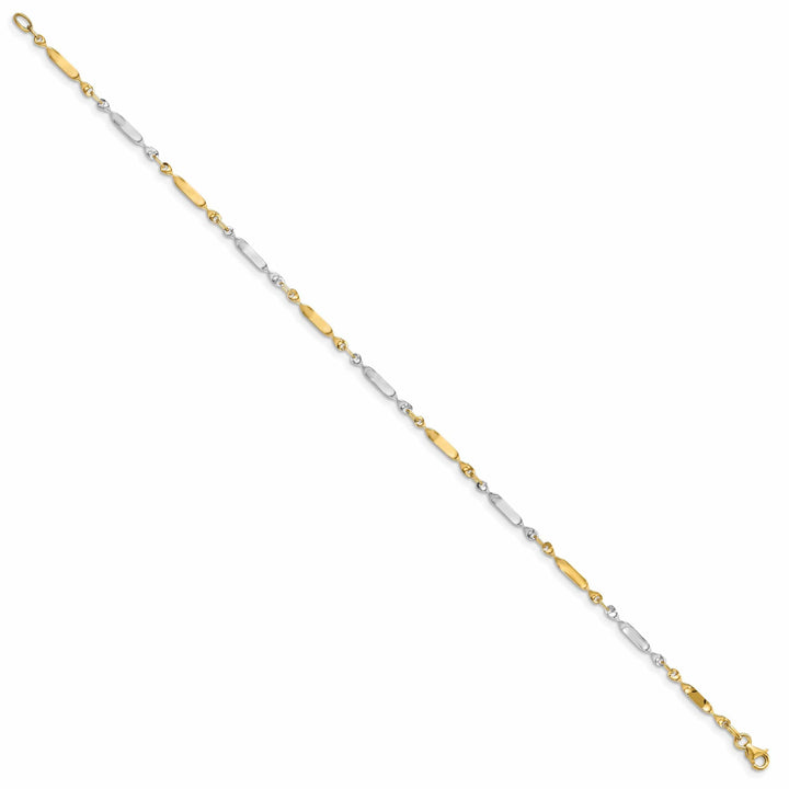 Lovely Rita's Anklets 14k Two Tone Gold Polished Twisted Link Anklet