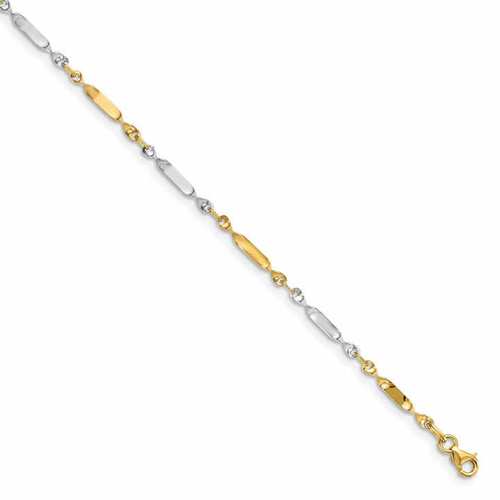 Lovely Rita's Anklets 14k Two Tone Gold Polished Twisted Link Anklet