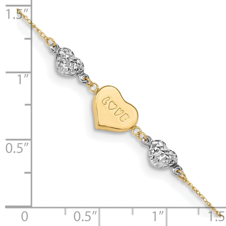 Lovely Rita's Anklets 14K Two-tone Gold Ropa Beads/Puff Heart MOM Anklet