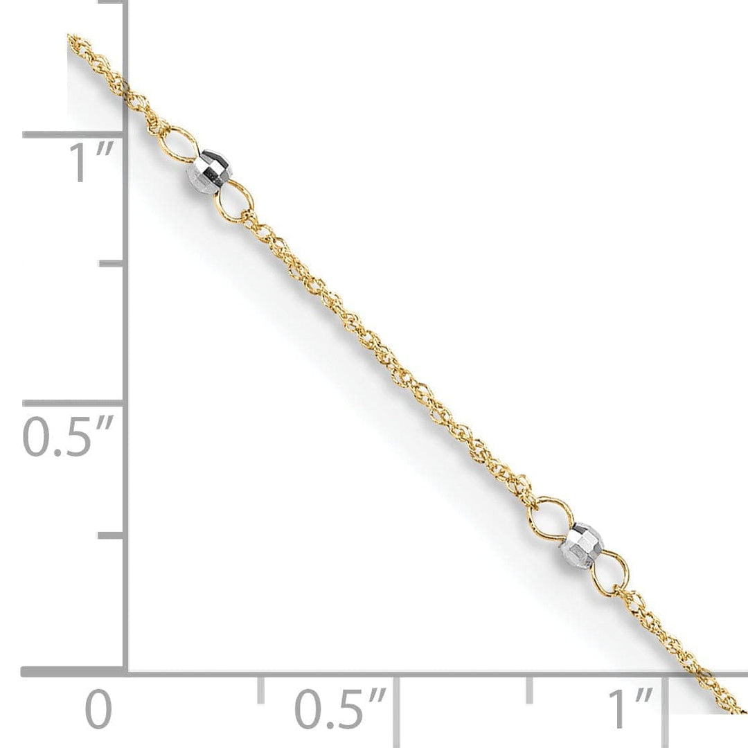 Lovely Rita's Anklets 14k Two-tone Gold Ropa Mirror Bead Anklet