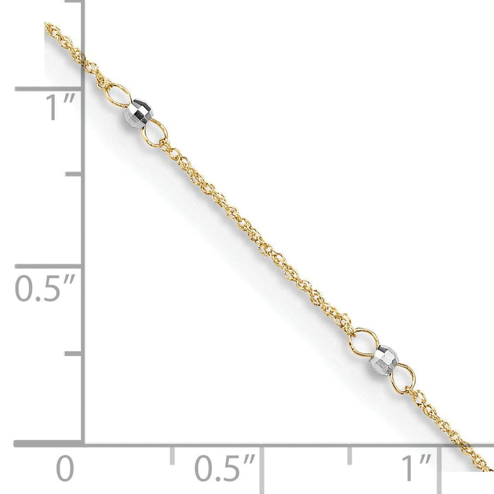 Lovely Rita's Anklets 14k Two-tone Gold Ropa Mirror Bead Anklet