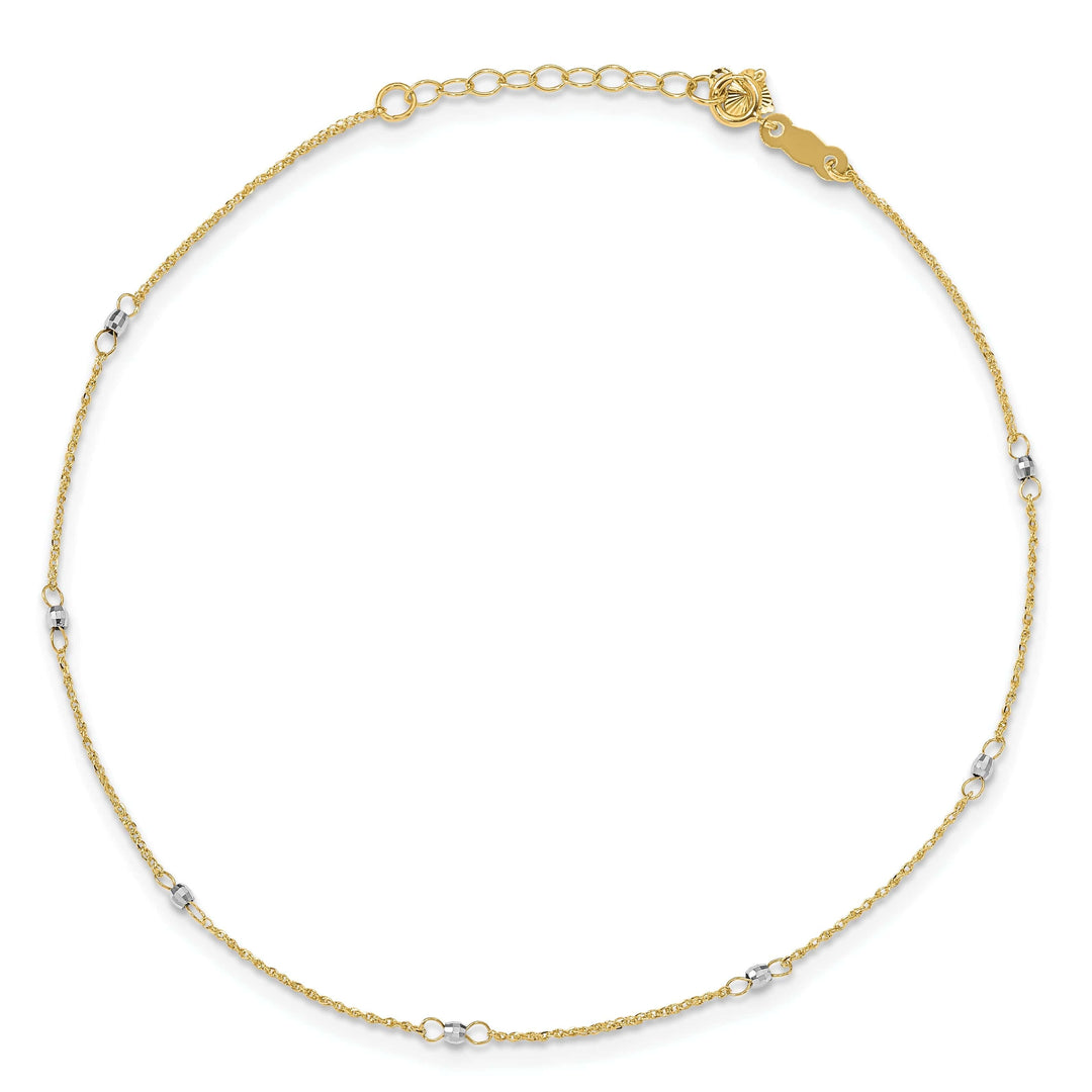 Lovely Rita's Anklets 14k Two-tone Gold Ropa Mirror Bead Anklet
