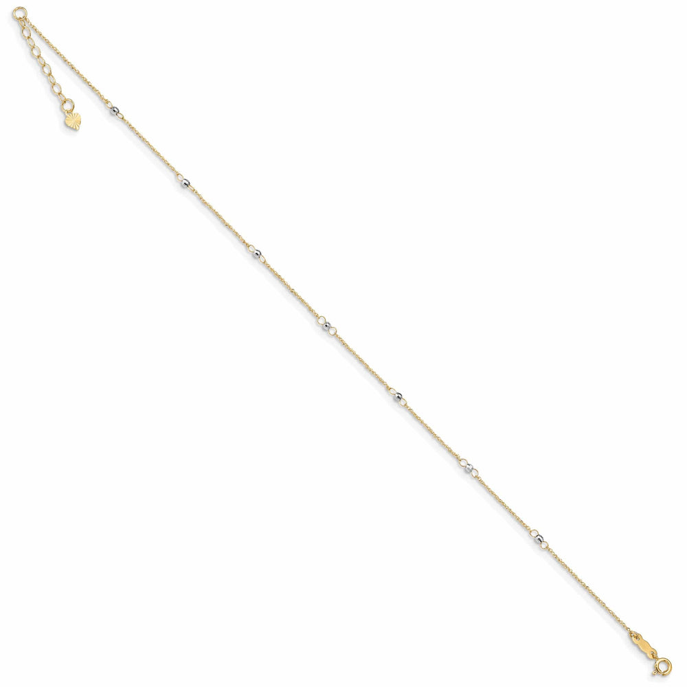 Lovely Rita's Anklets 14k Two-tone Gold Ropa Mirror Bead Anklet