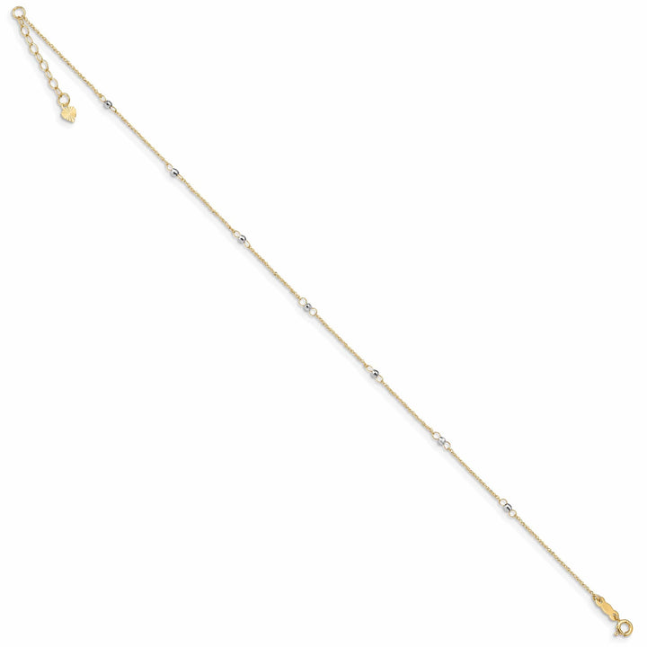 Lovely Rita's Anklets 14k Two-tone Gold Ropa Mirror Bead Anklet