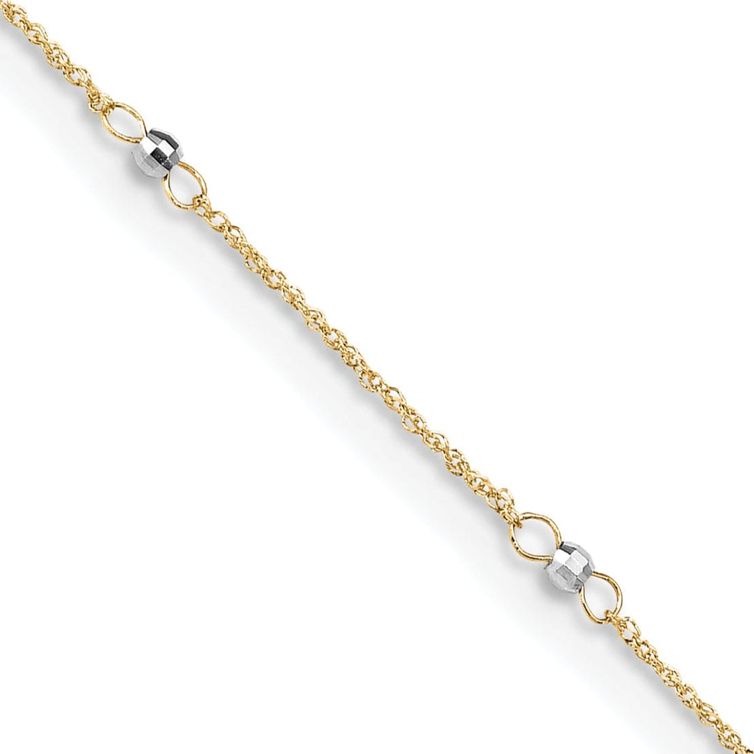 Lovely Rita's Anklets 14k Two-tone Gold Ropa Mirror Bead Anklet