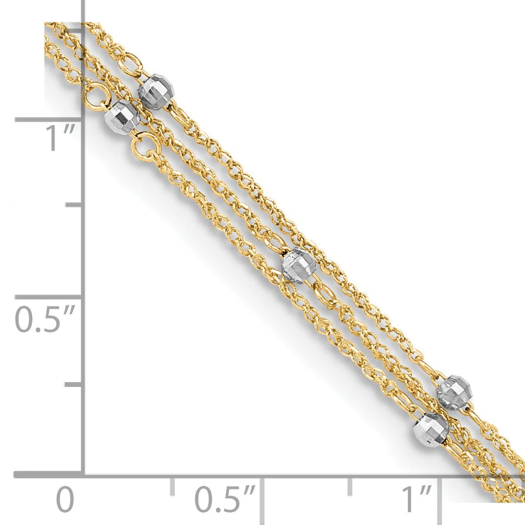 Lovely Rita's Anklets 14k Two-tone Gold Triple Strand Design Anklet